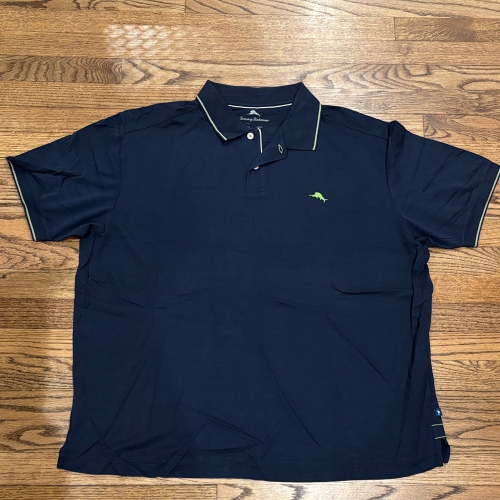 Tommy Bahama Men's Navy Polo with Lime Contrast Trim XXL